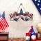 4th of July Wreaths,SWEKKE Wreath for Front Door, God Bless America Flag Wooden Decor Door Sign Wreath